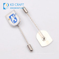 Fashion design custom made metal zinc alloy recessed logo enamel men's lapel pin with long needle